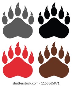 Bear Paw Logo Design Concept Set 1. Vector Collection Isolated On White Background