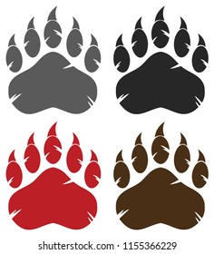 Bear Paw Logo Design Concept Set 2. Vector Collection Isolated On White Background