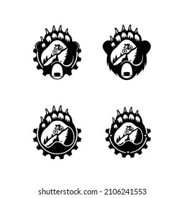 bear paw and mountain bike sport logo