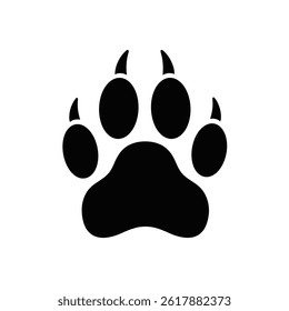 Bear Paw Print Black Silhouette Isolated On White Background Vector Graphic