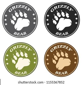 Bear Paw Print Circle Logo Design. Vector Collection Isolated On White Background