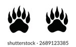 Bear paw print with claws concept. Bear footprint design illustration, vector.