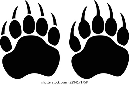 Bear paw print with claws vector graphic. 