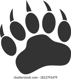 Bear Paw Print Icon On White Background. Bear Claw Print Sign. Animal Paw Symbol. Flat Style.