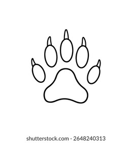 Bear paw print outline silhouette vector flat illustration on white background.
