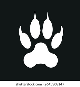 bear paw print, wild animal paw print vector icon