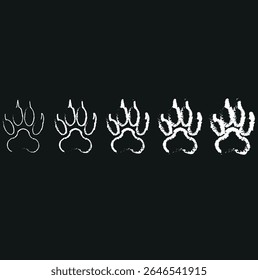bear paw print, wild animal paw print vector icon