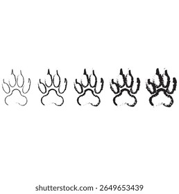 bear paw print, wild animal paw print vector icon