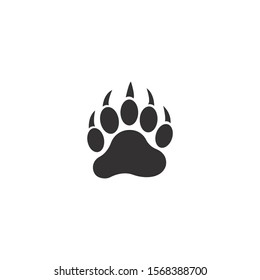 Bear paw silhouette vector icon on a white background