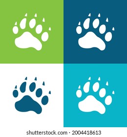 Bärenpawprint Flat Vier Farbe minimale Icon Set