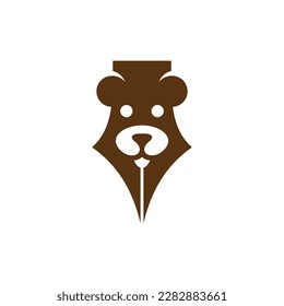 Lápiz de oso moderno logotipo creativo