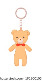 Bear pendant on silver keychain souvenir isolated on white