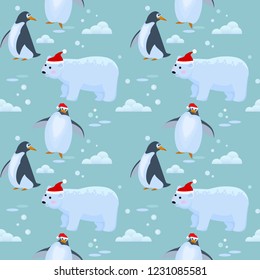 bear and penguin on ice pattern