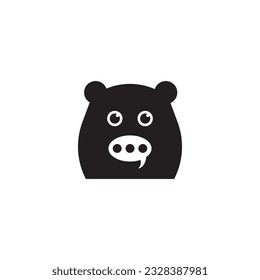 bear or pig chat logo illustration.