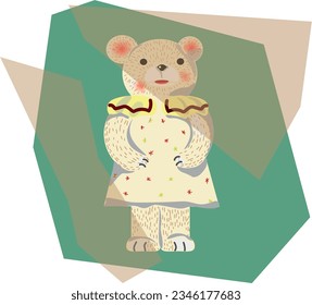 Bear piggy bank. Soviet bear illustration. An old children's toy. Rhizographic image