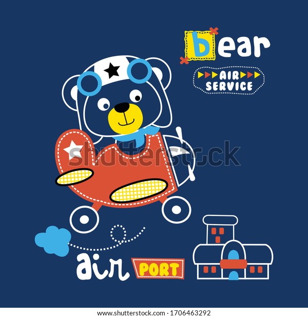 Bear Pilot Funny Animal Cartoonvector Illustration Stock Vector ...