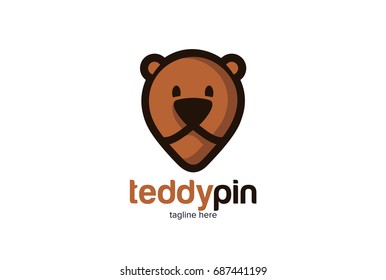 Bear Pin Logo Template Design Vector, Emblem, Design Concept, Creative Symbol, Icon