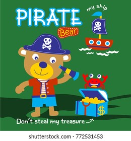 bear the pirate funny cartoon,vector illustration
