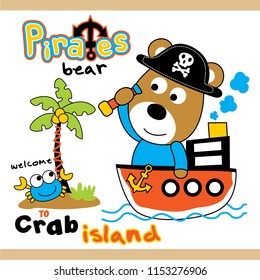 bear the pirates funny animal cartoon,vector illustration