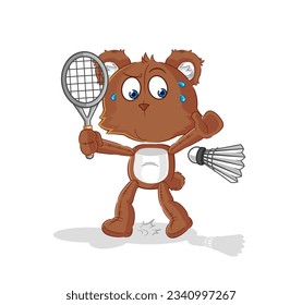 the bear playing badminton illustration. character vector