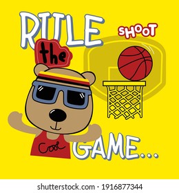 bear playing basketball funny animal cartoon