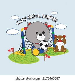 bear playing football design cartoon vector illustration for print