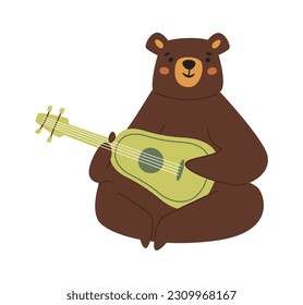 Bear Playing Guitar Vector Illustration