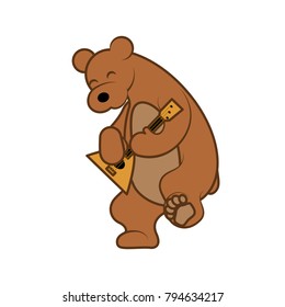 Bear is playing a musical instrument balalaika vector illustration from Russia with love