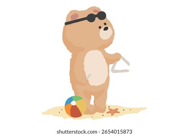 um urso tocando triângulo no verão, banda de latão