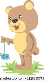 bear playing with a yo-yo