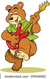 Bear plays guitar