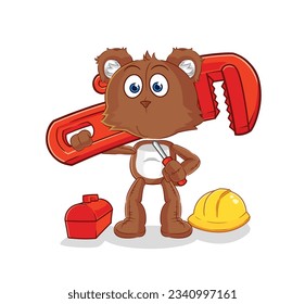 the bear plumber cartoon. cartoon mascot vector