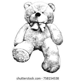 bear plush toy soft sketch vector graphics monochrome black-and-white drawing