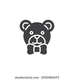 Bear plush toy vector icon. filled flat sign for mobile concept and web design. Stuffed bear toy glyph icon. Symbol, logo illustration. Vector graphics