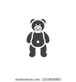 Urso ícone de vetor de brinquedo de pelúcia. sinal plano preenchido para conceito móvel e web design. Ícone de glifos do ursinho. Símbolo, ilustração de logotipo. Gráficos vetoriais