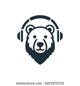 bear podcast wild animal media logo vector illustration template design