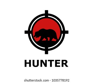 bear point target animal riffle for hunting design for hunter logo idea concept illustration