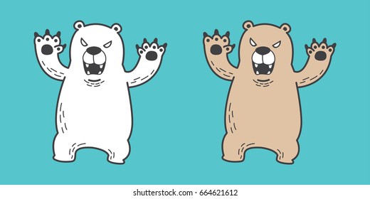 Bear Polar Bear Angry Vector illustration cartoon