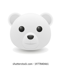 Bear Polar Animal Arctic Emoji Illustration Face. Vector Design Art Symbol Head Icon.