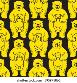 Bear Polar Bear animal Seamless Pattern black