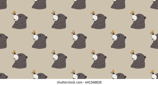 Bear Polar Bear butterfly smile seamless pattern / wallpaper / background