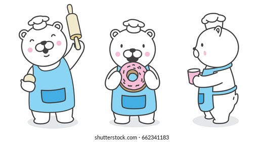 Bear Polar Bear chef cooking bakery illustration vector cartoon
