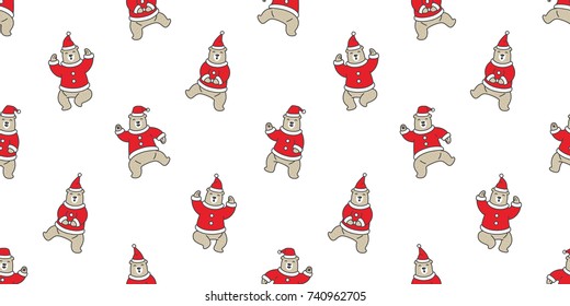 Bear polar dance Christmas doodle illustration seamless vector background wallpaper