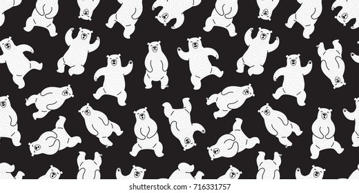 Bear Polar Bear dance seamless pattern black wallpaper background vector