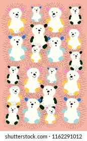 bear polar bear doodle. vector. wallpaper background