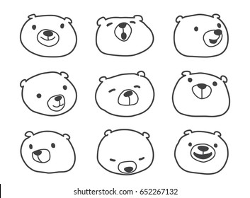 Bear Polar bear face doodle illustration