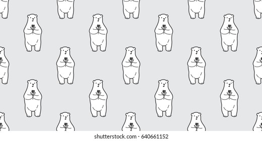 Bear Polar Bear flower tulip seamless pattern / wallpaper / background