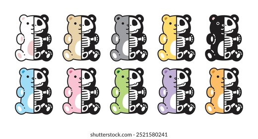 Bear polar halloween skeleton icon skull bone teddy sitting vector pet cartoon character logo symbol illustration clip art isolated design