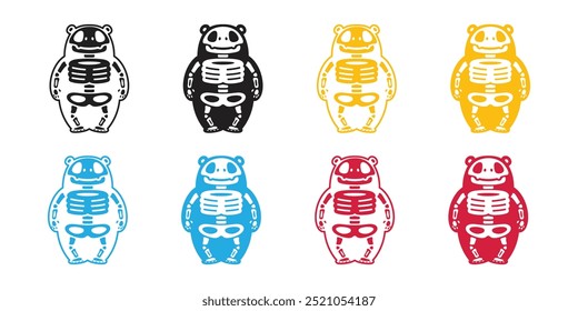 Bear polar halloween skeleton skull bone icon teddy vector pet cartoon character colorful logo symbol illustration clip art isolated design