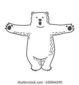 Bear Polar Bear Hug Doodle Vector Illustration